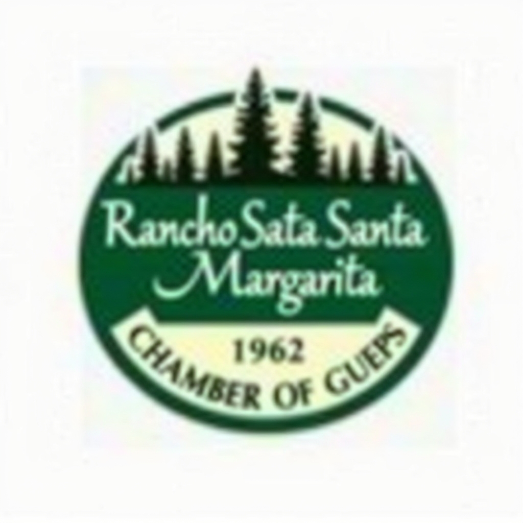 Rancho Santa Margarita Chamber Of Commerce logo featuring wildlife conservation imagery with forest green background and cream text