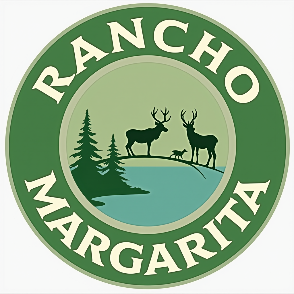 Rancho Santa Margarita Chamber Of Commerce logo featuring wildlife conservation imagery with forest green background and cream text